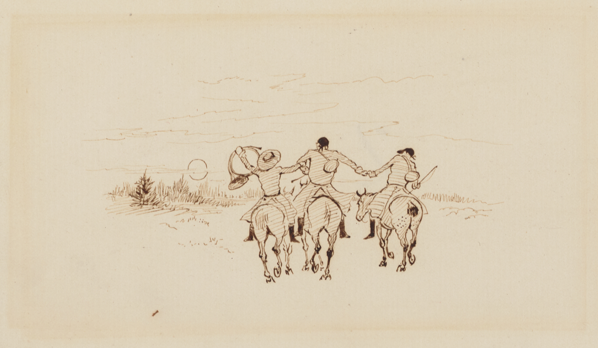 Sketch of The Three Jovial Huntsmen Linking Arms